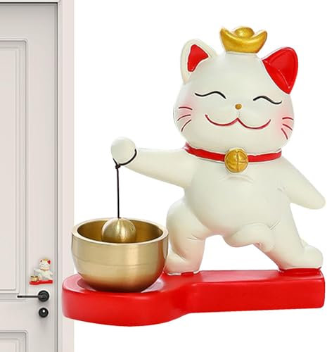 Fortune Cat Türklingel, Ladenbesitzerklingel zum Türöffnen | Türklingel aufhängen - Reizendes Türklingel, das Reichtum anzieht, selbstklebende Ladenbesitzerglocke, Türdekoration zum Aufhängen, Glücksk