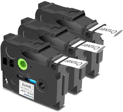 Cruxer 3er-Packung Kompatibel für Brother P-touch HSE-251 Schrumpfschlauch Schriftband，Schwarz auf Weiß Etikettenband 0,92'' 23.6mm x 1.5m Schriftband Ersatz für PT-D600 PT-9200DX PT-9700PC