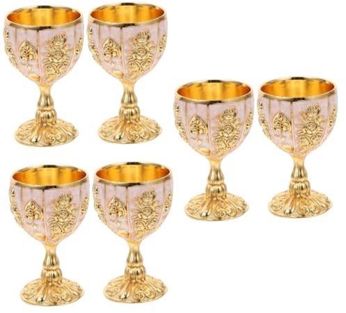 PRETYZOOM Tasse Pour Vin 6 Pièces Verre à Vin Européen Coupe à De Collection Whisky Tasse Rétro s à En or Calice à Au Lait Coupe De De Bière De Zinc Calice Richard Coeur