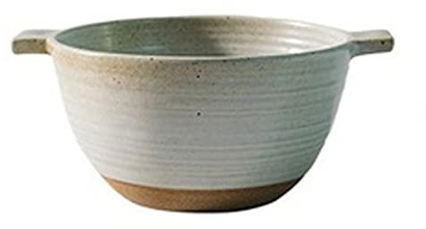 CNBYDK Bowl Ceramic Handmade Stoneware Retro Soup Salad Noodle Dinner Bowl with Handle