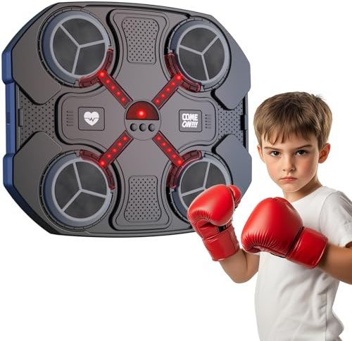 Music Boxing Machine, Kinder Musik Box Maschine, Smart Bluetooth Box Maschine mit Musik, Indoor Interaktiver Wandmontierte Trainer, Musik Boxen Sport Spielzeug für Kinder, Geschenke für Kinder Jungs