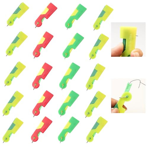 TAIHOBO Nadeleinfädler, Einfädelhilfe Kunststoff Wiederverwendbar, 20 Stück Einfädler für Nadeln DIY, Nadeleinfädler für Nähmaschinen Geeignet für Schneidereien, Nähmaschinen, Handwerk-Zufällige Farbe