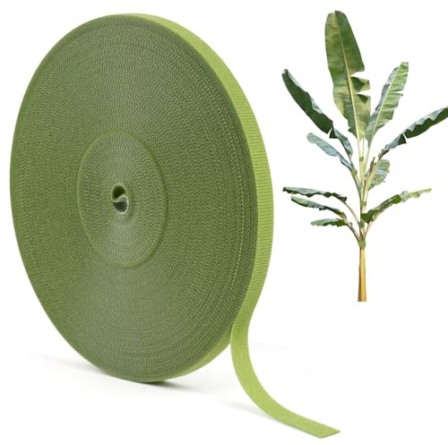 30 m de bande Velcro pour plantes, 10 mm, réutilisable, pour plantes grimpantes, plantes d'intérieur - Vert herbe