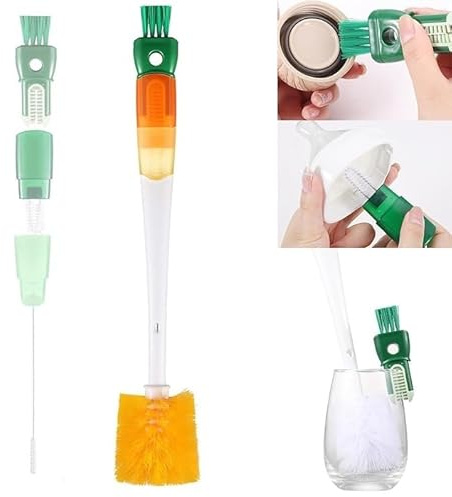 Multifunctional 5 in 1 Water Bottle Cleaning Brush Set - Premium Brush for Bottles, Straws, and Small Spaces - 2025 New Cleaning Brush Assembly (Orange)