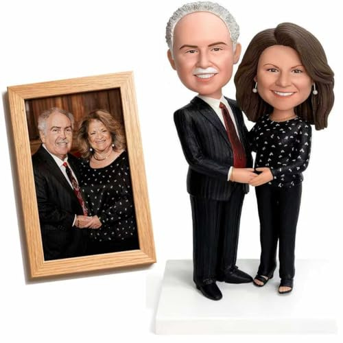 FASHIONBОBBLEHEAD Custom Bobble-Heads Figurine Customized Doll, A Couple Holding Hands Custom Bobble Head, Bobble Head Figures Handmade Personalized Sculpture Gift for Couple