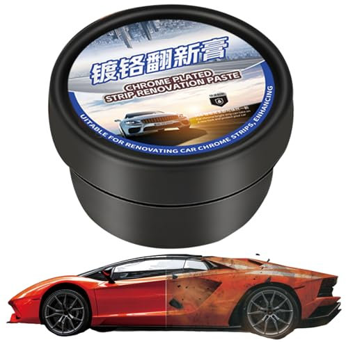 Limpiador y abrillantador cromado para coches, pasta brillante de 50 g para proteger contra arañazos, crema no abrasiva de acción rápida para la limpieza de faros, llantas y neumáticos