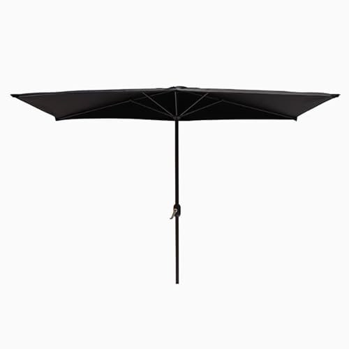250cm Outdoor Halb-Rechteck Sonnenschirm, 5 Rippen Marktschirm mit Kurbel, UV-Schutz Terrassenschirm für Balkon, Garten, Terrasse, Café (Schwarz)
