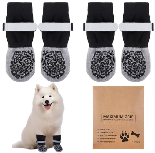 DONQTWAY 2 Paar Hundesocken, Hundesocken Anti Rutsch, Hundeschuhe Sommer, Pfotenschutz Hund, Hundeschuhe Socken, Hunde Socken für Innen und Außenbereich, Schutz vor Kratzern auf Hartholzböden