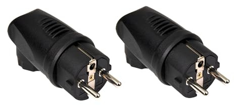 feletec Schuko Winkel Stecker 230V Stromstecker für Außenbereich IP44 PVC Schutzkontaktstecker, Menge 2 Stück