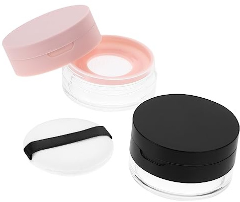 PENIKOKO 2 Stück Teiliges Kompakte Lose Puderbehälter mit Spiegel und Puderquaste Tragbare Makeup Dosen für Reise und Alltag Hautfreundlich Langlebig für Puder Gesichtspuder Kosmetik