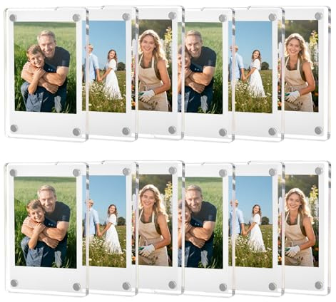 HOUSE DAY Magnet Bilderrahmen,6 X 9 cm Kühlschrankmagnet | Acryl Magnetische Bilderrahmen,Fotomagnete Selbst Gestalten füR Familie Freunde Kühlschrank Hochzeiten,12 Stück