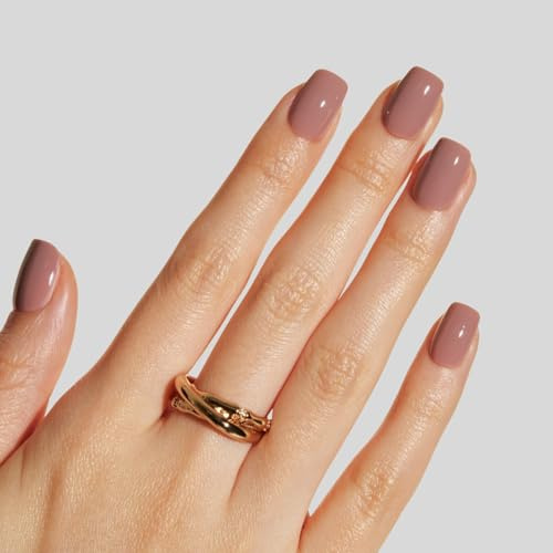 LAMIMOSA Nude Press On Nails Kurz Quadratisch 32er Set – Rosa Einfarbig Nägel zum Aufkleben, Soft Gel Short Square Fake Nails in 16 Größen, Glue on Nails, CLAY BLUSH