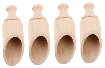TOPPERFUN Cucharillas De Madera Multifuncionales 30x88mm Para Sal, Leche En Polvo y Especias, Set De 4 Piezas, Diseño Inclinado Para Uso En Cocina y Comedor