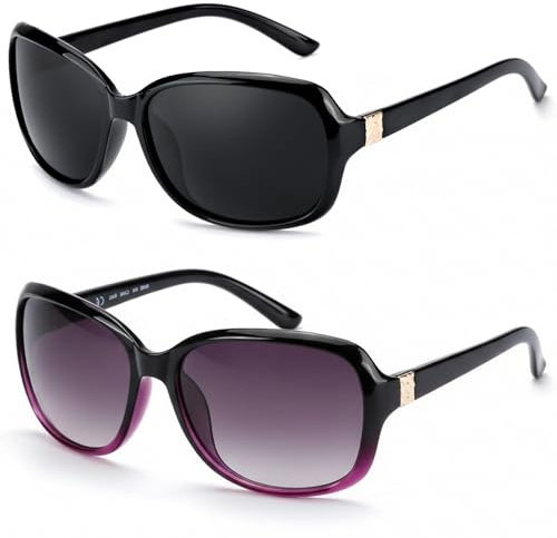 Myiaur 2 Pack Sonnenbrillen Damen Polarisierte Gläser, UV400 Schutz & Wraparound Design für Outdoor und Mode