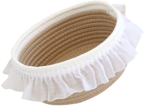 Ipetboom Panier de Rangement Organisateur Pratique en Corde de Coton Tressée Léger et Décoratif pour Bureau et Salon pour Cosmétiques et Accessoires Divers