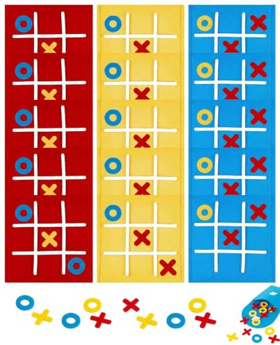 DAFNE Tic Tac Toe Spiel, 15 Stück Filz Tic Tac Mini, Klick Klack Klug, Tic Tac Toe, Bunt Tic Tac Town Spiel, Mitgebsel Kindergeburtstag, für Geburtstag, Kindertag, Zuhauser, Schule, Party
