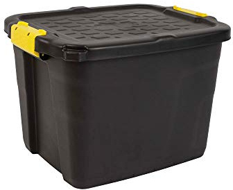 CEP 42 Litres Heavy Duty Storage Box, Black/Yellow, 50 x 40 x 35 cm