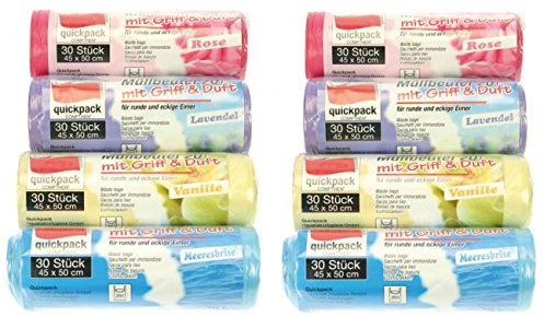 HAC24 8er Set Müllbeutel Rollen 20L Duft je 30 Stück Müllsack Abfallbeutel Mülltüten