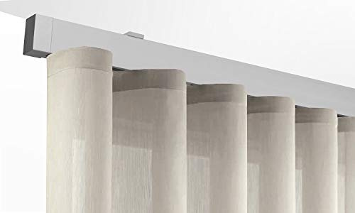 X-PROFILES Binario per Tende a Onde - Installazione a Soffitto con Tappi Terminali da 20 mm - Completo per l’Installazione (Argento 200 CM)