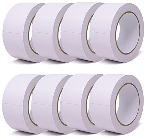 gws Putzband PVC gerippt weiß 8 Rollen Abklebeband von Hand reißbar Maler-Schutzband in Profi-Qualität versch. Farben & Breiten Länge: 33 m x 50 mm breit