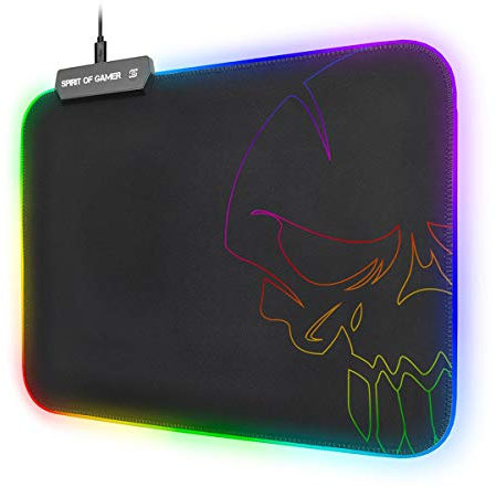Spirit Of Gamer – Tapis DE Souris RGB Medium - Rétro-Eclairage LED Lumineuse 10 Modes + RGB Colors – Texture Confort – Base Antidérapante – Compatibilité Souris Optique/Laser - PS4 / Xbox One/PC