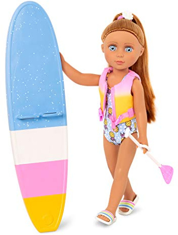 Glitter Girls Tammy Bewegliche Puppe mit Paddleboard, 36 cm