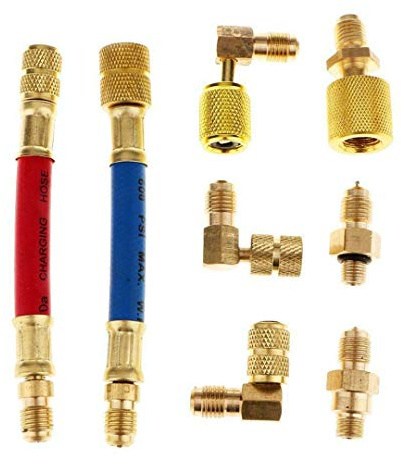Aoowei Auto AC Air Conditioning Refrigeration R134A R12 Connector Adapter Hose Kit 8Pcs
