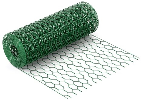 Malla de alambre cuadrada 25x25mm de color verde, rollo de 25m altura 90cm, de acero galvanizado