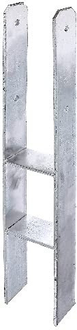 Ultiness® H-Pfostenträger 71 mm zum Einbetonieren feuerverzinkt Gesamthöhe: 600 mm stabile H-Bodenanker H-Anker Pfostenanker für Carport Zaun Überdachung (71 mm)