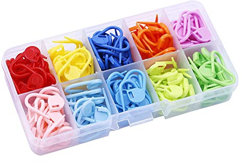 Maschenmarkierer,150 Stücke Bunte Sicherheitsnadeln Klein,Locking Stitch fur Stricken und Häkeln mit Aufbewahrungsbox