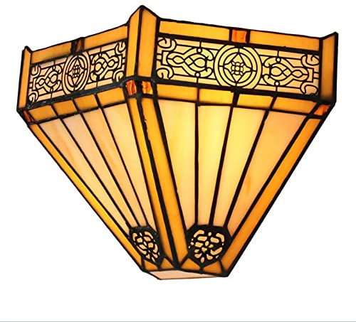 WDBZTJ Applique Murale Style Tiffany, Lampe Murale Led En Vitrail, Ampoule E26, Veilleuse Vintage Pour Lampe De Chevet De Couloir De Salle De Bain De Chambre À Coucher, 30X20cm,D