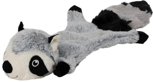 Dehner Wild Nature Hundespielzeug Flat Racoon, mit Quitscher, Länge 46 cm, Polyester, grau/schwarz
