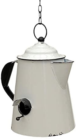 DanDiBo Vogelhaus zum Aufhängen Metall Deko Kaffeekanne wetterfest 521864 Nistkasten Teekanne Futterstation für Vögel Shabby mit Kette Metallkanne Kanne Balkon