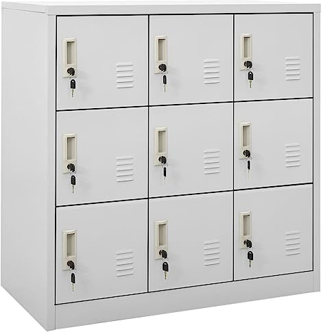 vidaXL 2X Schließfachschrank Spind Umkleideschrank Metallschrank Stahlschrank Fächerschrank Garderobenschrank Schrank Hellgrau 90x45x92,5cm Stahl