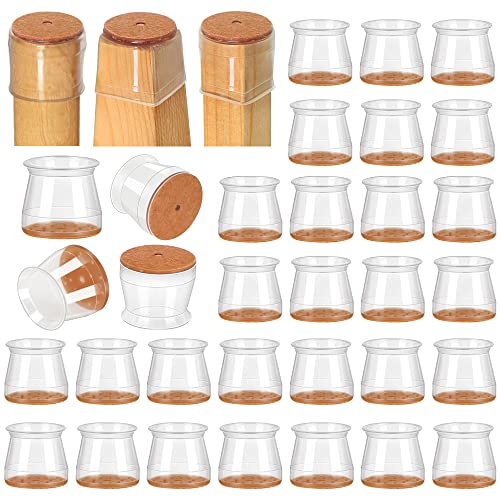 32 Stück Schutzkappen Für Stuhlbeine mit Filz, silikon Stuhlbeinkappen, Filzgleiter für Stühle, Möbelgleiter Für Hartholzböden Rund Eckig (Medium)