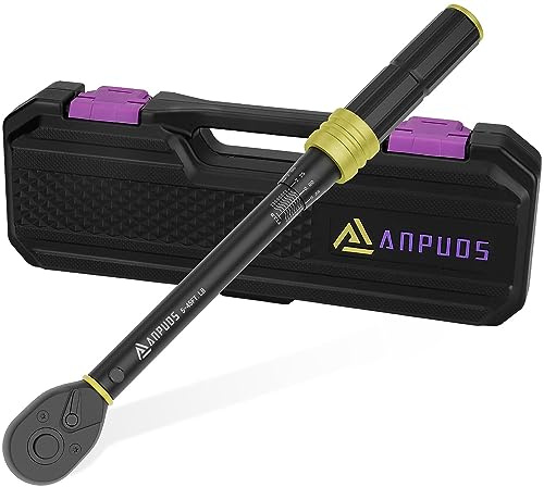 ANPUDS 3/8-Inch Drive Click Torque Wrench (5-45 Ft-Lb / 6.8-61 Nm), Lightweight Aluminum Design, High Precision 72-Tooth Reversible Ratchet for Bicycles, Motorcycles & Auto Engine Maintenance