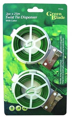 ADEPTNA 2pc x 25m Twist Tie Dispenser with cutter – Environmentally Friendly Reusable Flexible Strong Garden Support Twist and Tie Wire Cable
