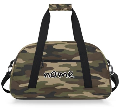Sac de sport personnalisé pour enfants, sac de sport, sac de sport pour filles, sac de danse, sac de nuit, sac à main, Camouflage - Vert, 18.5x9.44x7.87 in