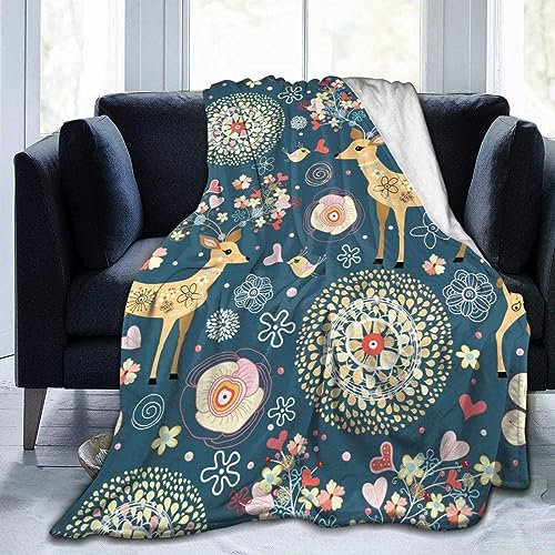 okoikfc Kuscheldecke Flauschig 220x240 cm 3D REH Decke Fleecedecke - Wohndecke, Sofadecke XXL, Decke Couch Blanket, Kuscheldecke Große, Sofa überwurfdecke