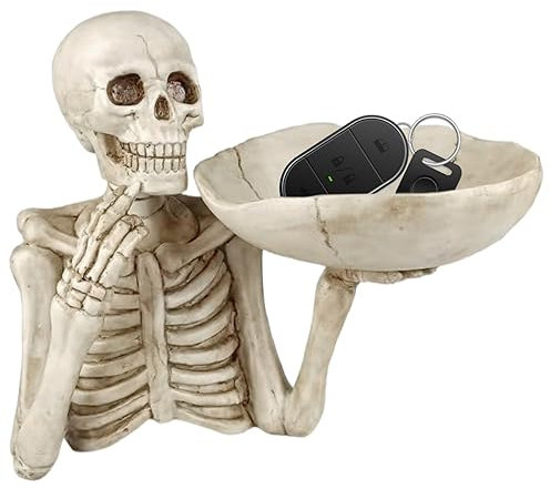 Dorccsi Halloween Candy Bowl Large Halloween Candy Dish Halloween Dishes Skull Bowl Resin Punk Realistic Skull Bowl Key Fruit Snack Storage Tray Skull Decor for Home Tabletop Party Bar