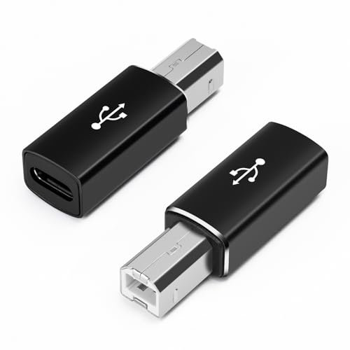 Seminer Adattatore da USB C Femmina a Stampante Maschio (2 Pack), USB Tipo C a USB B Connettore di Conversione Supporto Sincronizzazione Dati Compatibile con MIDI, Stampanti, Pianoforte Elettrico