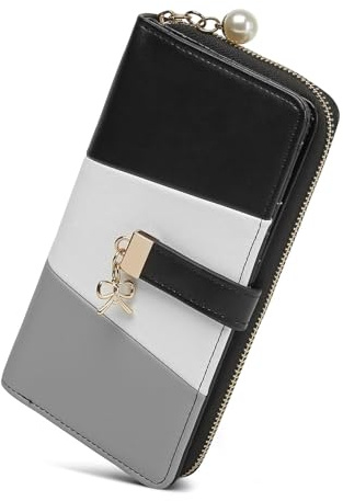 Miss Lulu Portefeuille Long Femme en Simili Cuir, 15 Fentes pour Cartes