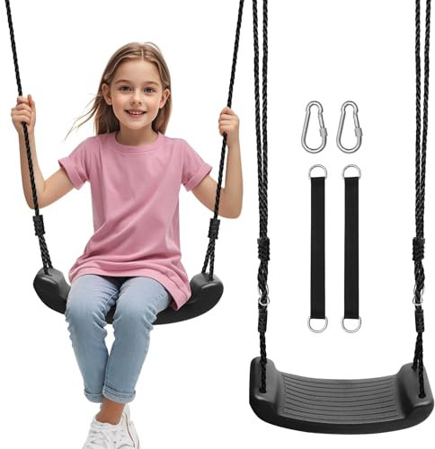 HOXVJYME Schaukel Garten - Kinderschaukel Outdoor Indoor - Schaukelsitz Schaukelbrett Brettschaukel für Kinder zum Schaukeln bis zu 80kg(Schwarz)