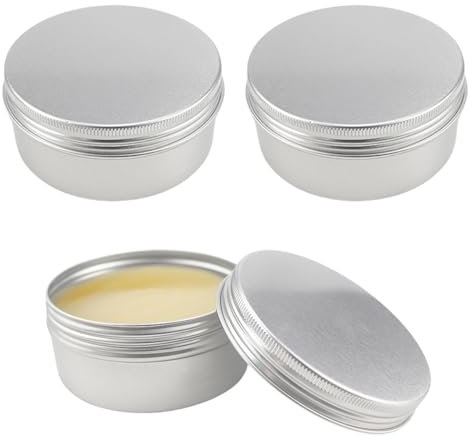 LNQ LUNIQI Barattoli vuoti in alluminio, 3 contenitori con coperchio, in alluminio, per crema e crema da viaggio, rotondi, per balsamo per labbra, crema e cosmetici, 150 ml