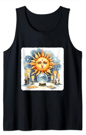 Sun As Mystical Seer regardant dans la sphère magique. Bougies de tarot Débardeur