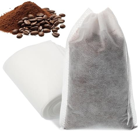 Lot de 120 sacs d'infusion à froid jetables en maille fine avec cordon de serrage pour café glacé, thé chaud dans un bocal Mason, kit de presse française/à froid, herbes et épices - 10,2 x 15,2 cm