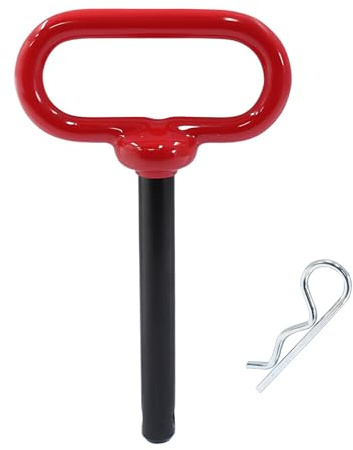 Bonsicoky Perno e clip per gancio di traino trattore, 1/2 x 3-5/8 pollici, perno per rimorchio trattore, camper, camion, barca, auto, maniglia rossa