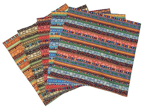 CORHAD 5 Blätter Näharbeiten im Vintage-Boho-Stil bescherung Weihnachten geldgeschenke Weihnachten Stoff zum Nähen selber Machen Stoffstreifen Masse Patchwork Quiltquadrate Stoff bündeln