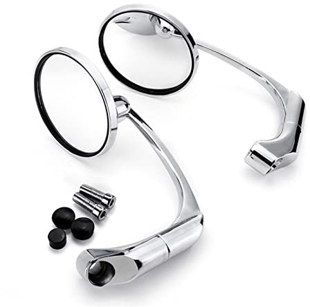 Lenkerendenspiegel Motorrad-Rückspiegel Mit 8/10-mm-Schrauben, Rund, Retro-modifizierte Motorrad-Cafe-Racer-Rückspiegel, Universell Motorrad Spiegel