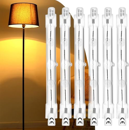 TOKIISHE R7s Halogen Light Bulbs 118mm 230w Dimmable 220-240V 4600lm 2800K Warm White Energy Saving Tungsten Linear Bulbs Floodlight J118 Security Light Bulb, Pack of 6